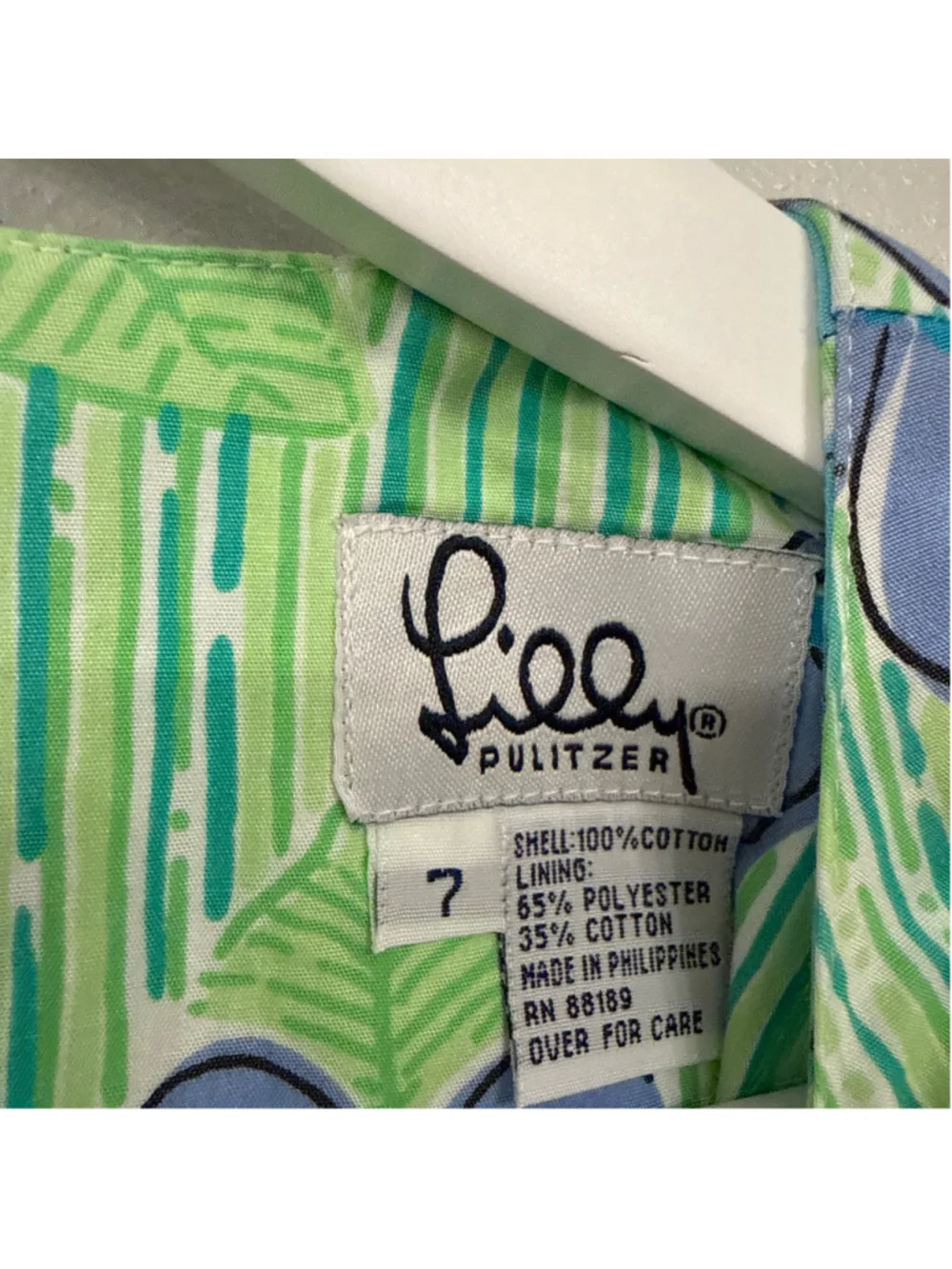 Lilly Pulitzer Girls Little Lilly Classic Shift Floral Green Blue Dress Size 7
